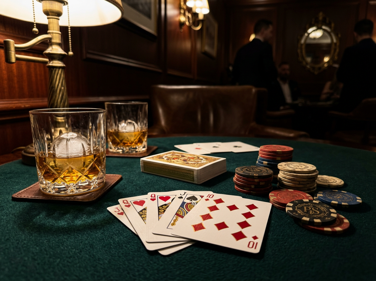 Classic card table at Resort London Hotel members lounge